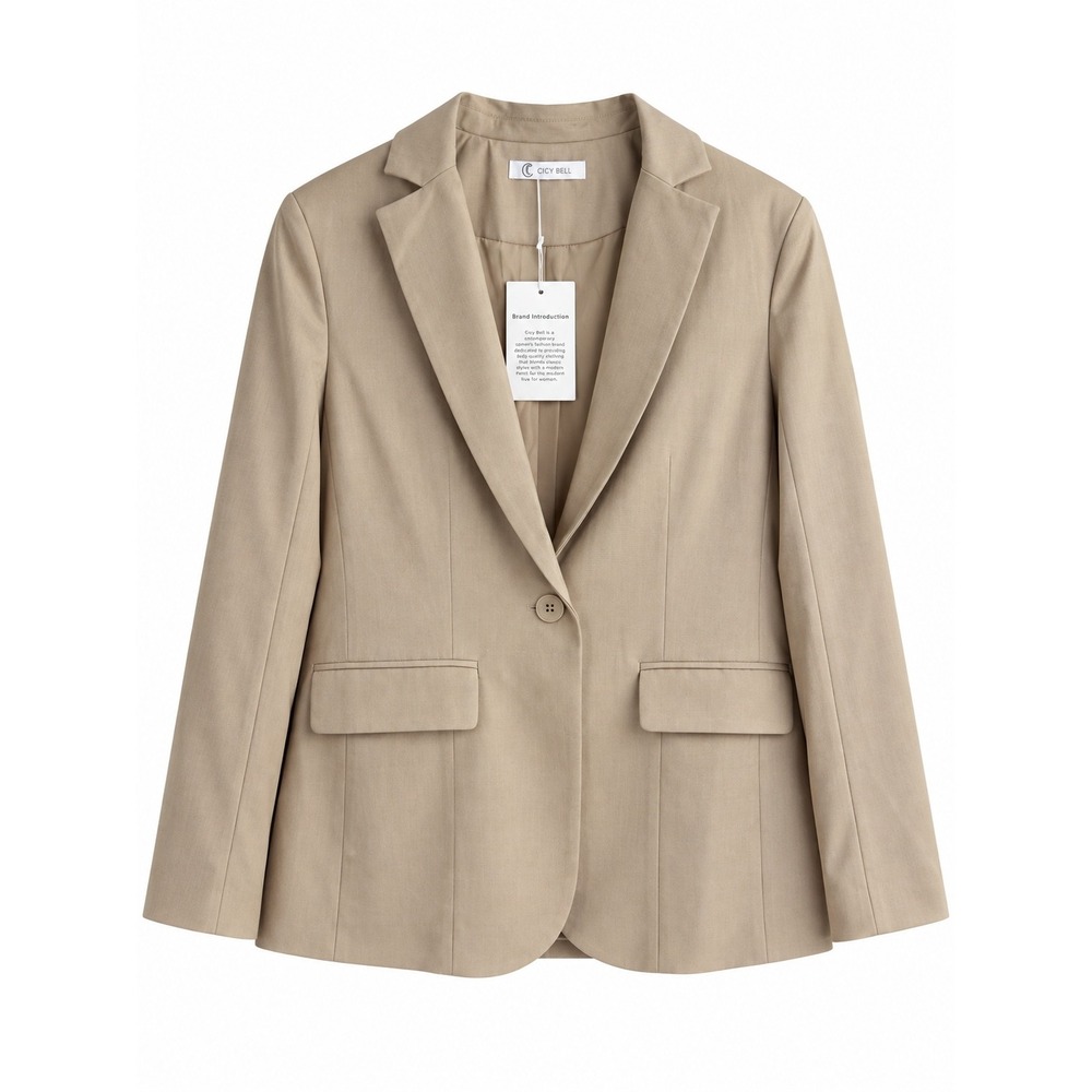 Cicy Bell Women's Large Dark Khaki Single Button Blazer NWT Stretch
